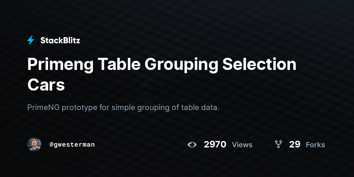 Primeng Table Grouping Selection Cars - StackBlitz