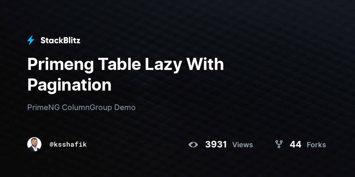 Primeng Table Lazy With Pagination - StackBlitz