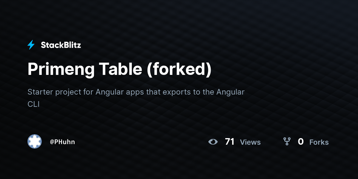 Primeng Table (forked) - StackBlitz