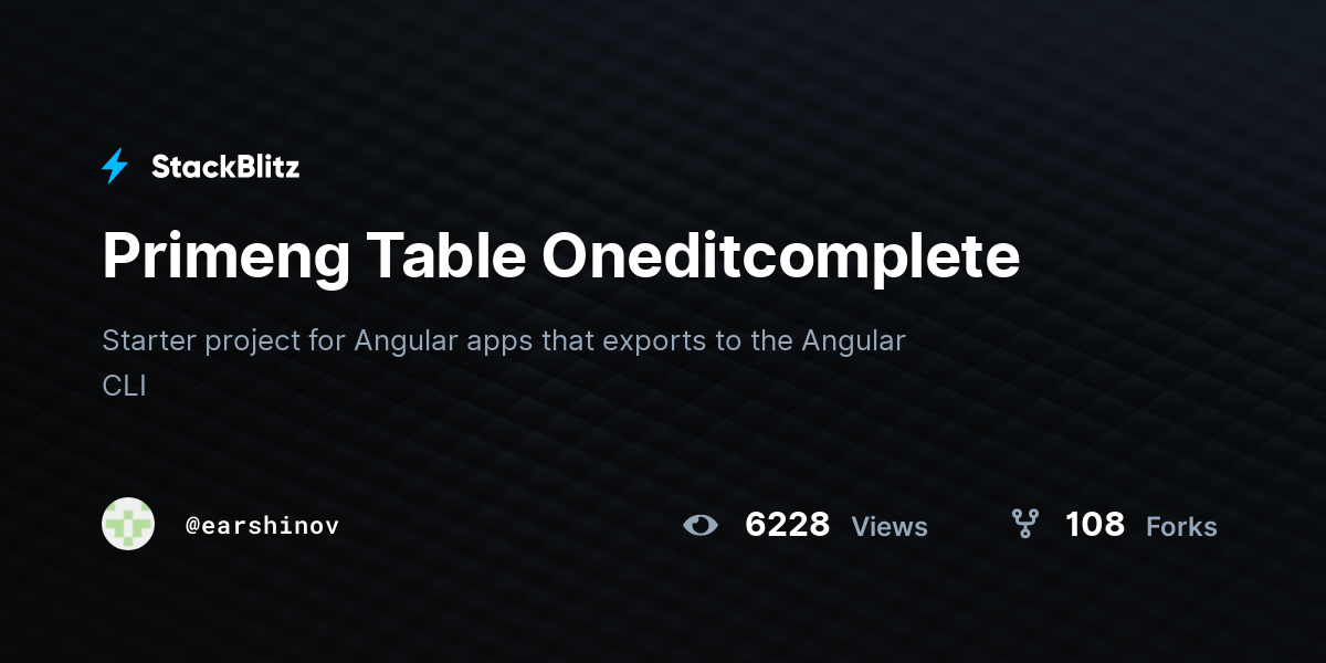 Primeng Table Oneditcomplete - StackBlitz