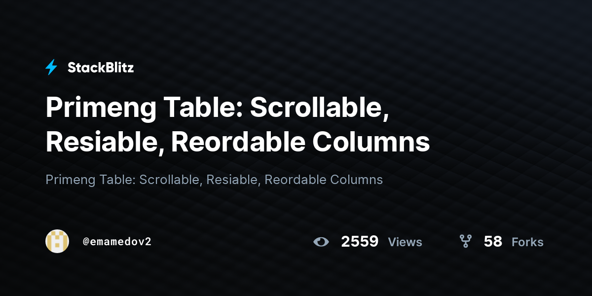 Primeng Table: Scrollable, Resiable, Reordable Columns - StackBlitz