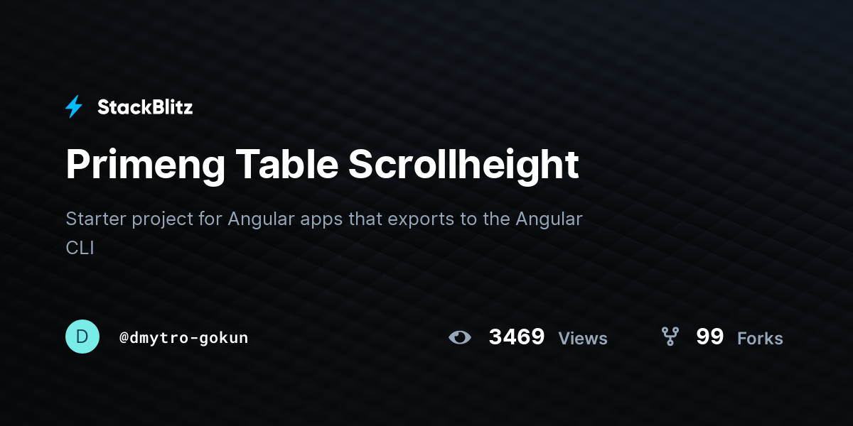 Primeng Table Scrollheight - StackBlitz