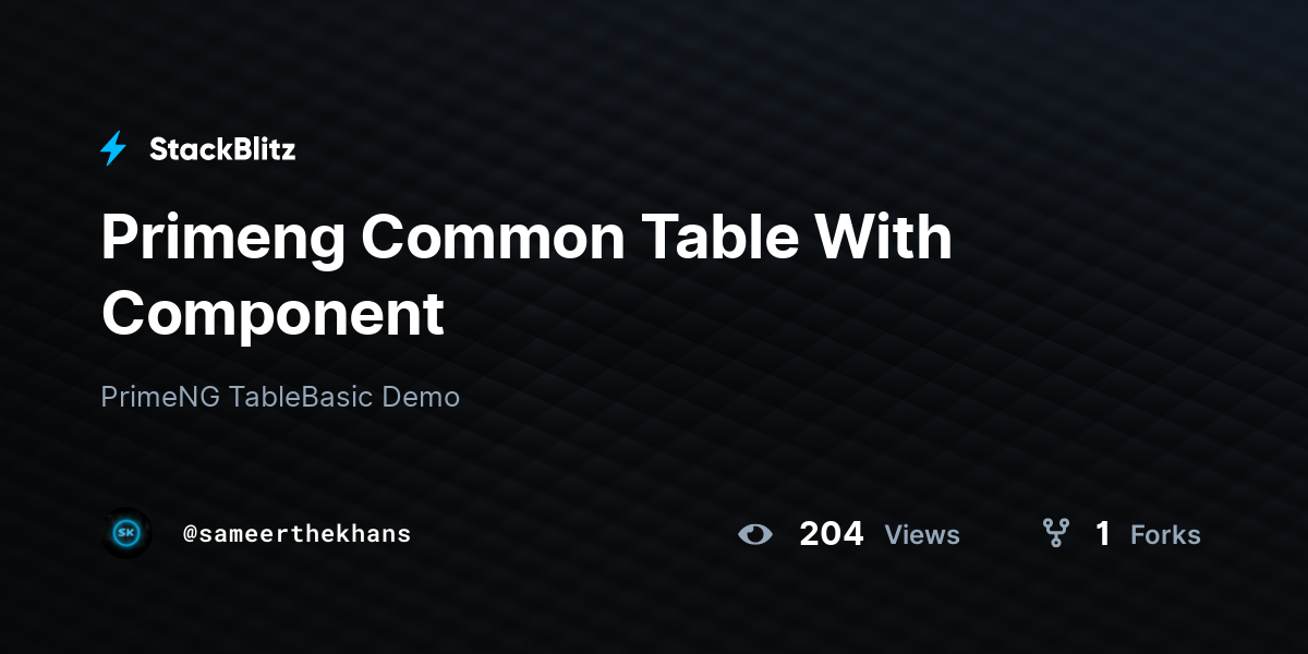 Primeng Common Table With Component - StackBlitz