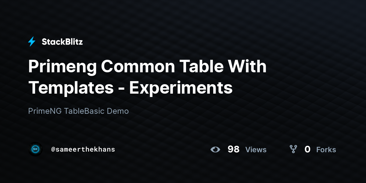 Primeng Common Table With Templates - Experiments - StackBlitz