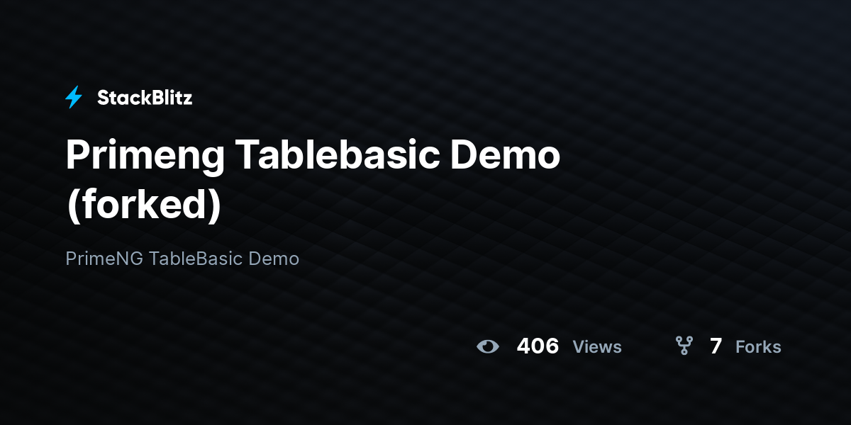 Primeng Tablebasic Demo (forked) - StackBlitz