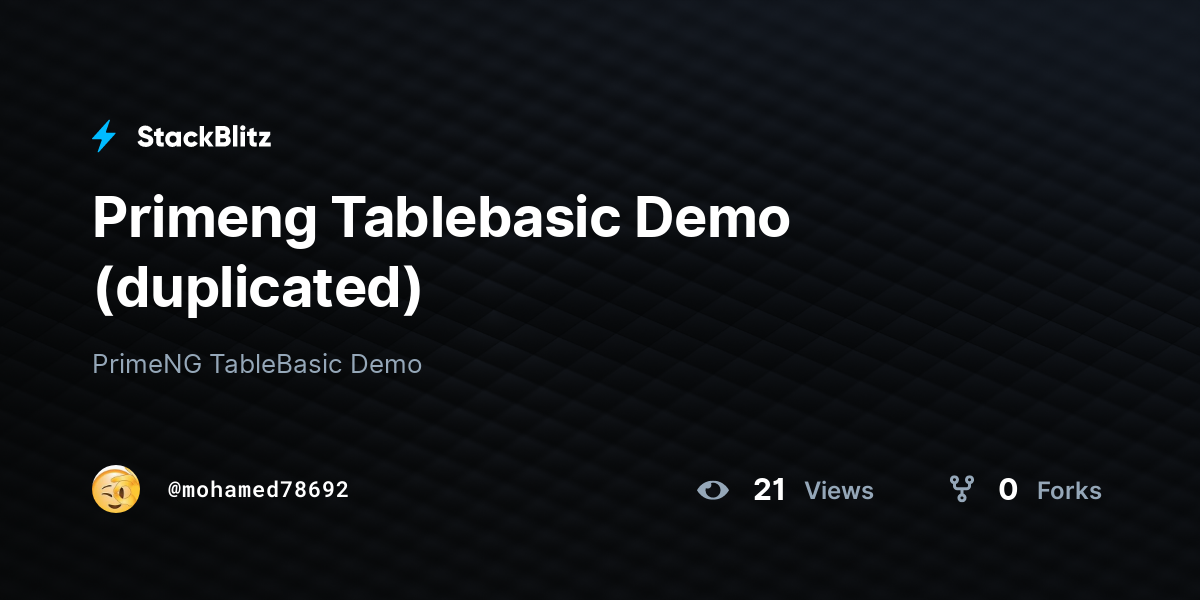 Primeng Tablebasic Demo (duplicated) - StackBlitz