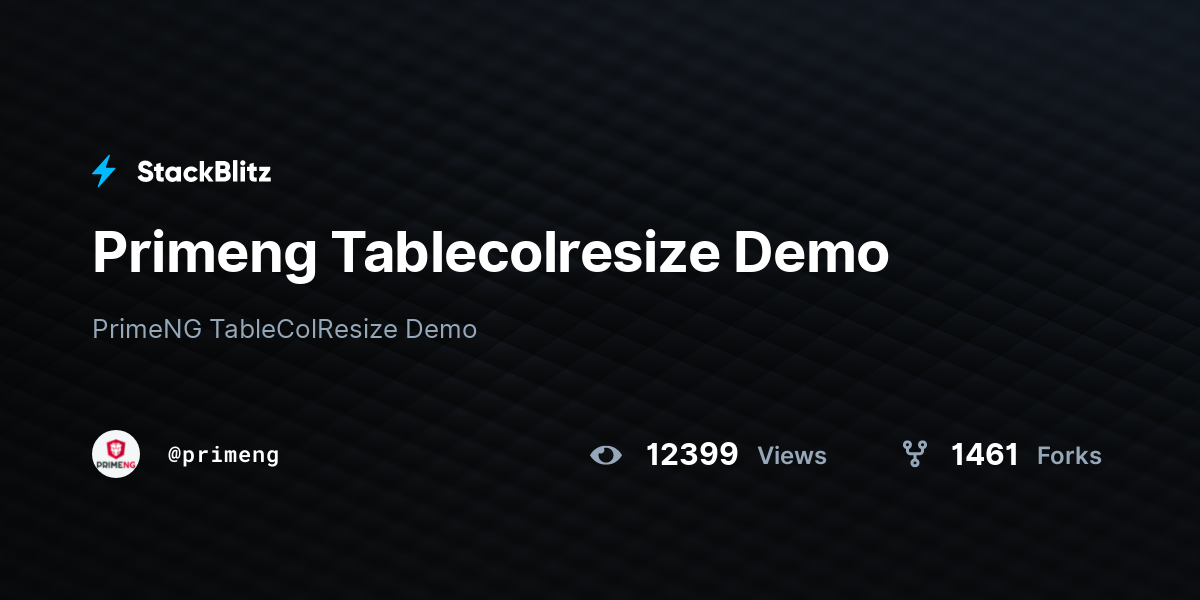 Primeng Tablecolresize Demo - StackBlitz