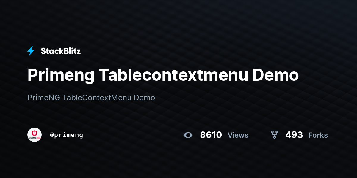 Primeng Tablecontextmenu Demo - StackBlitz