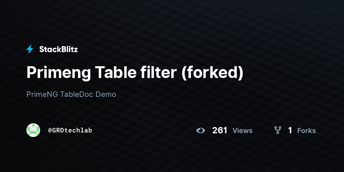 Primeng Table filter (forked) - StackBlitz