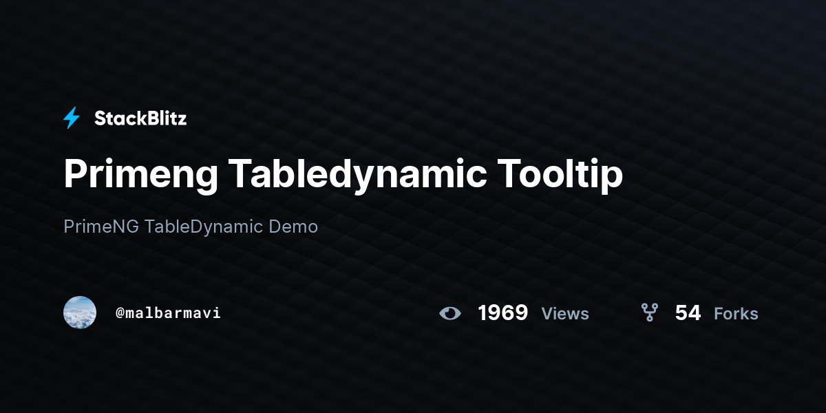 Primeng Tabledynamic Tooltip - StackBlitz