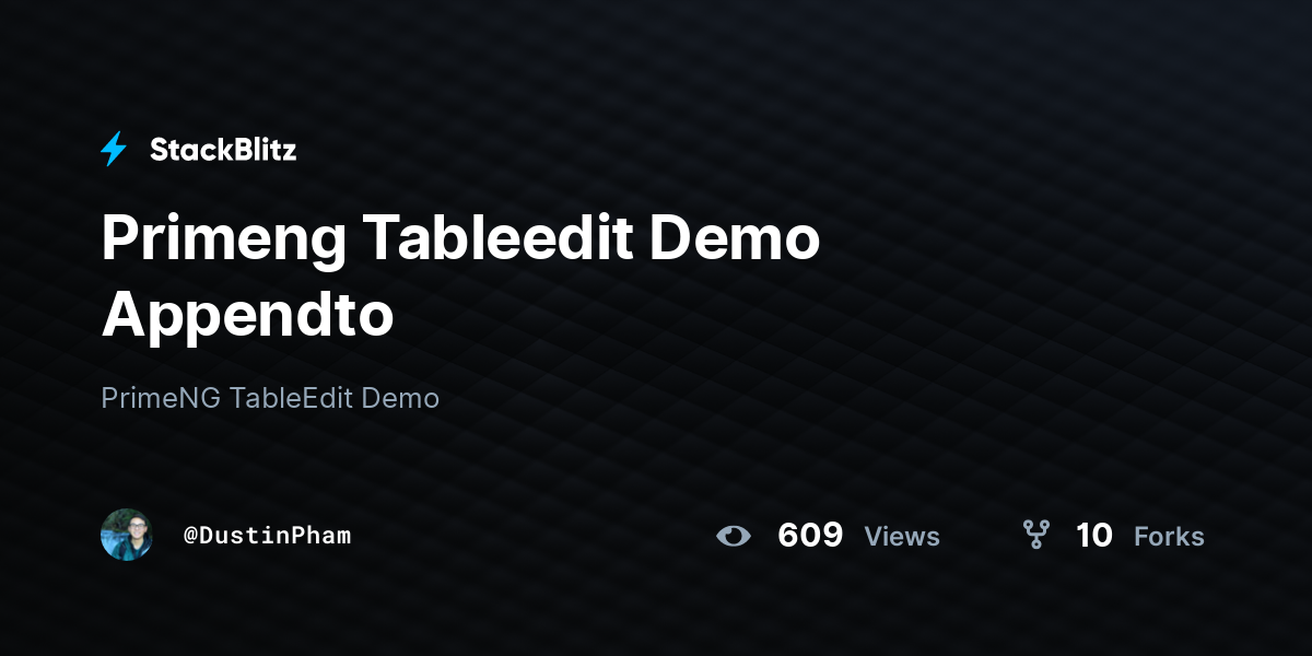 Primeng Tableedit Demo Appendto - StackBlitz