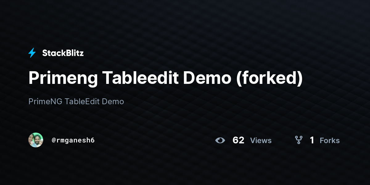 Primeng Tableedit Demo (forked) - StackBlitz
