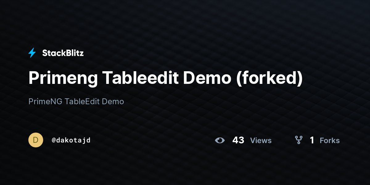 Primeng Tableedit Demo (forked) - StackBlitz