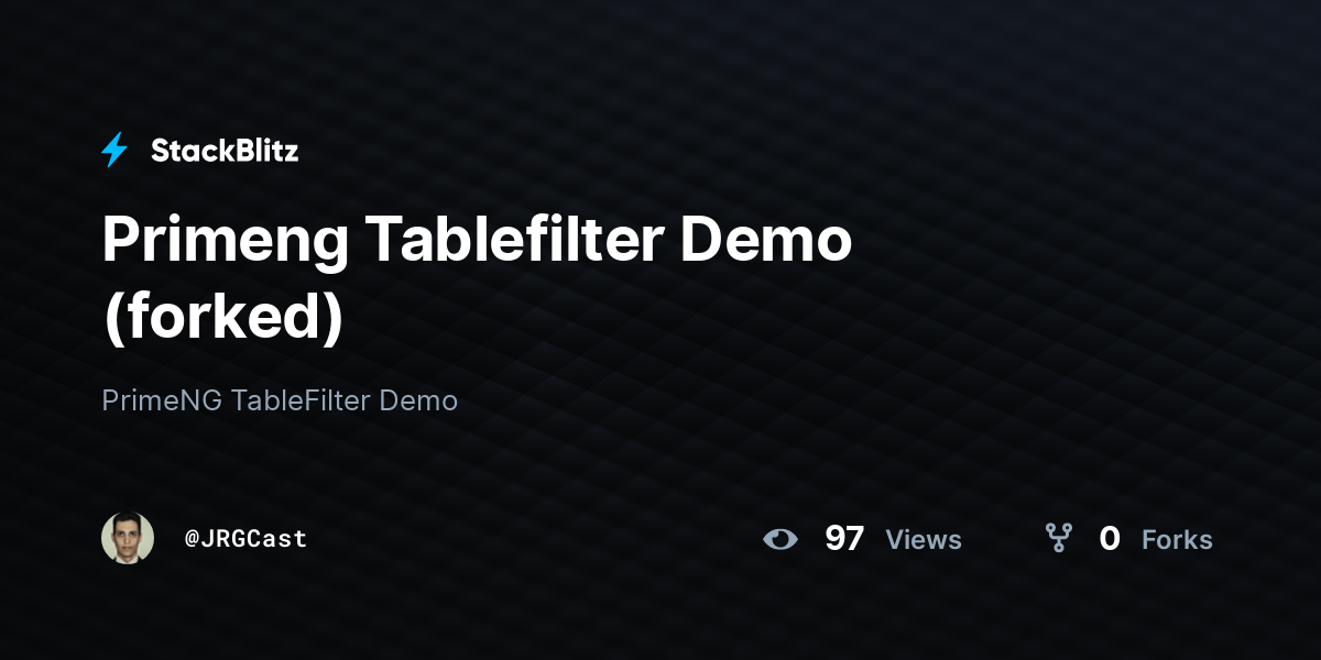 Primeng Tablefilter Demo (forked) - StackBlitz