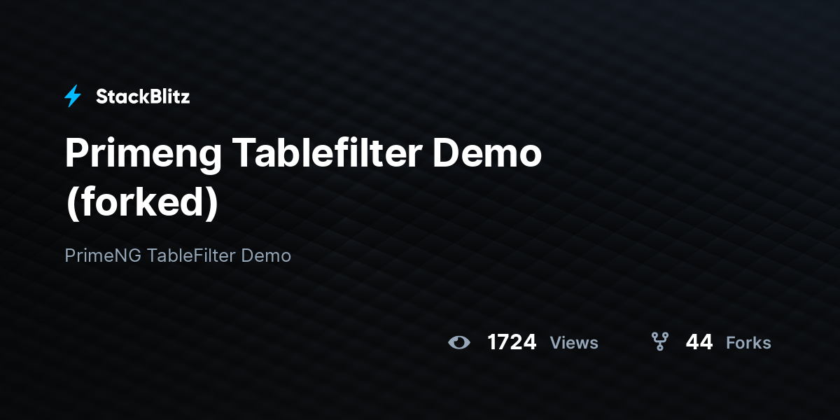 Primeng Tablefilter Demo (forked) - StackBlitz