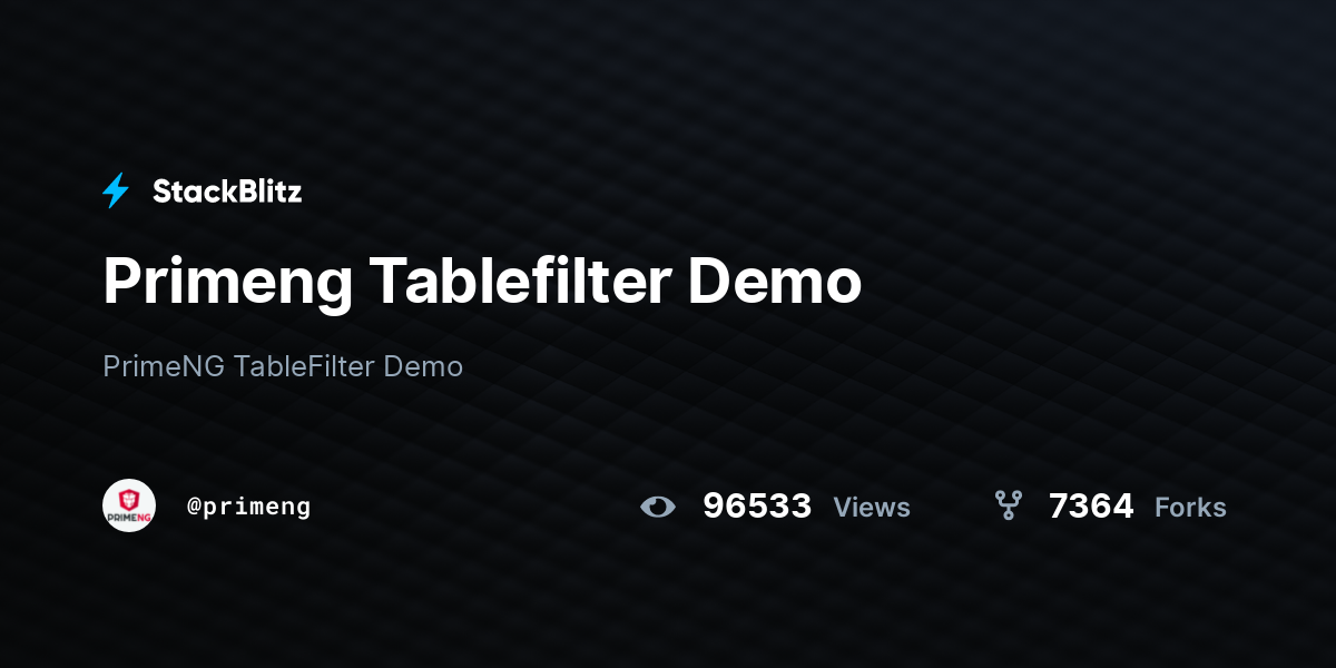 Primeng Tablefilter Demo - StackBlitz