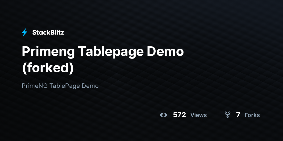 Primeng Tablepage Demo (forked) - StackBlitz