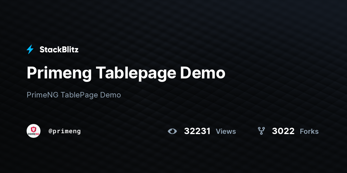 Primeng Tablepage Demo - StackBlitz