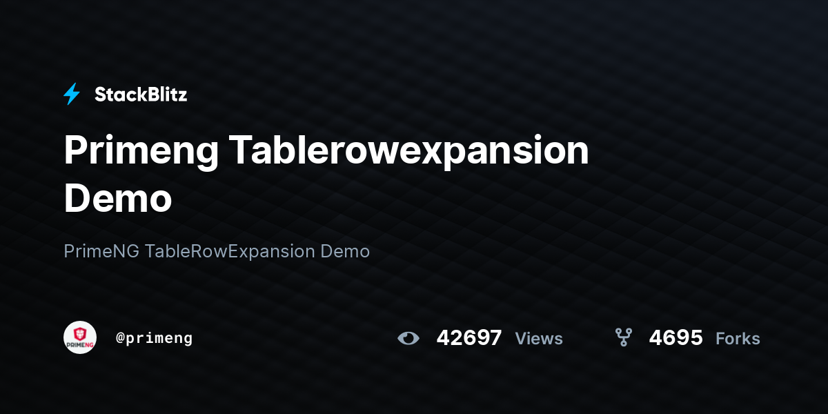 Primeng Tablerowexpansion Demo - StackBlitz