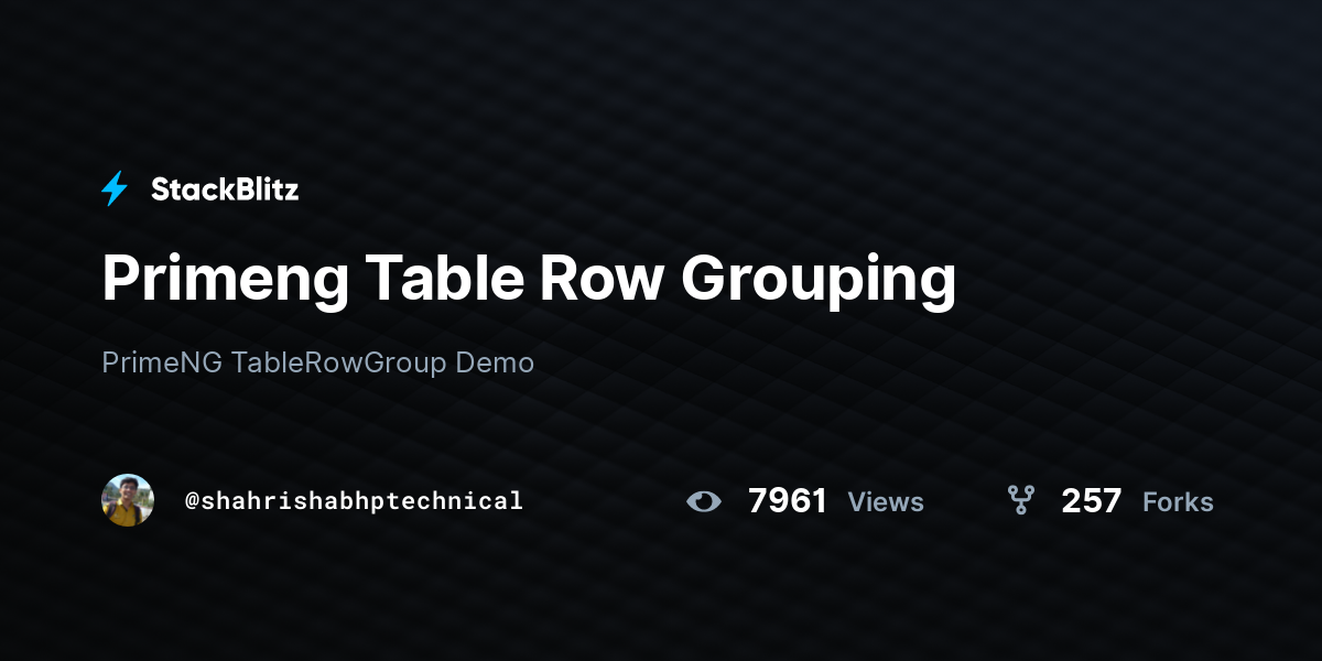 Primeng Table Row Grouping - StackBlitz