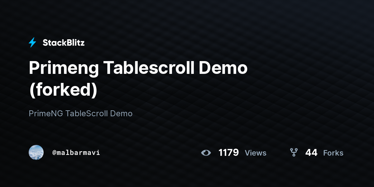 Primeng Tablescroll Demo (forked) - StackBlitz
