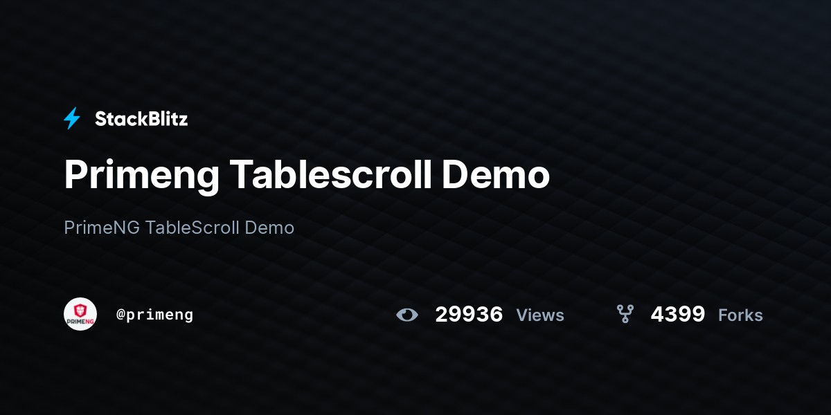 Primeng Tablescroll Demo - StackBlitz