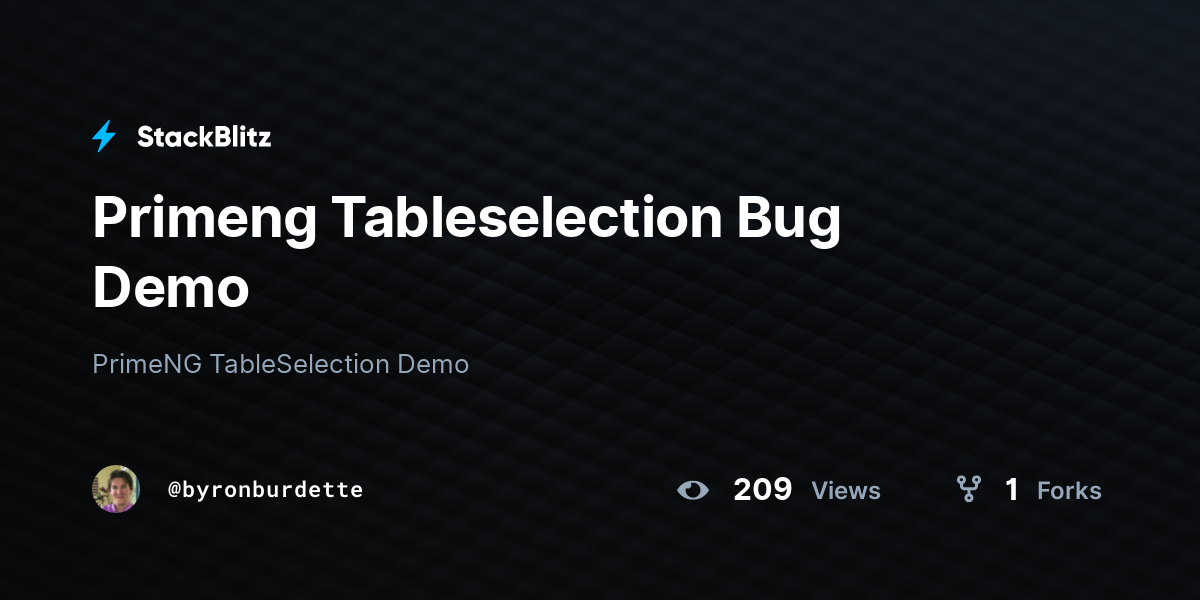 Primeng Tableselection Bug Demo - StackBlitz