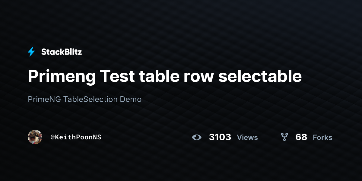 Primeng Test table row selectable - StackBlitz
