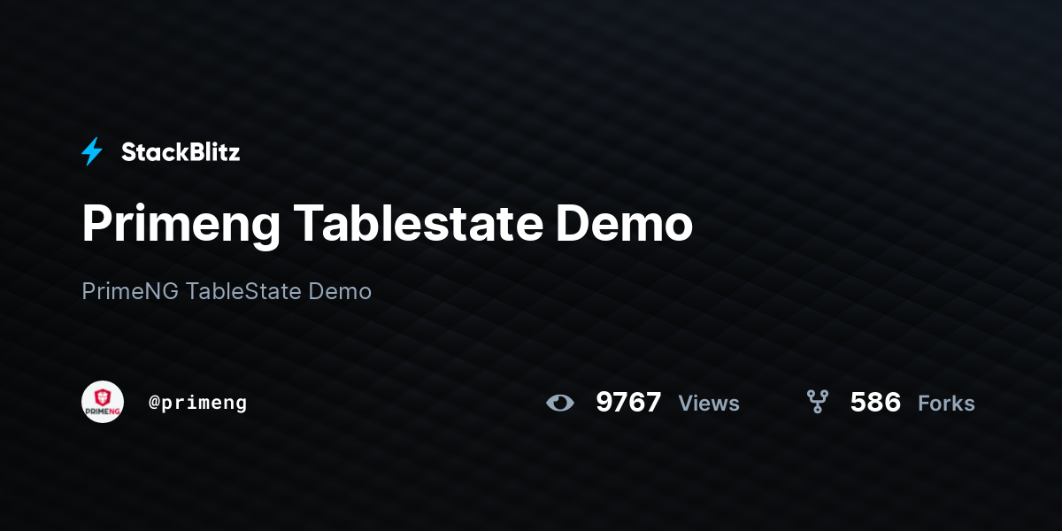 Primeng Tablestate Demo - StackBlitz
