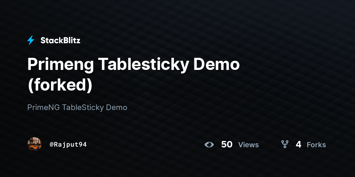 Primeng Tablesticky Demo (forked) - StackBlitz