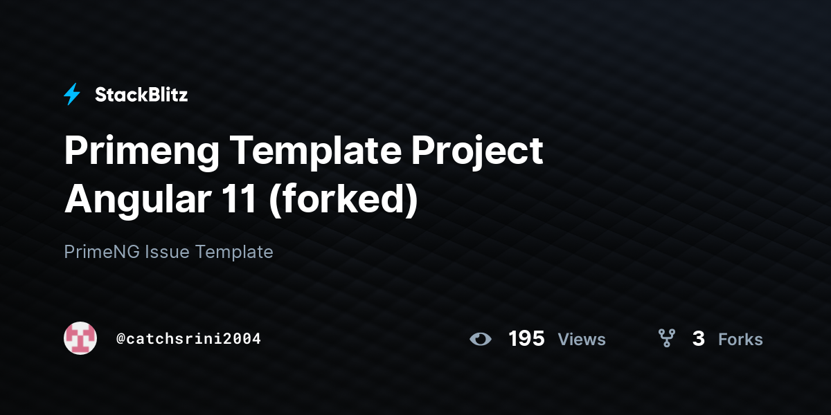 Primeng Template Project Angular 11 (forked) StackBlitz
