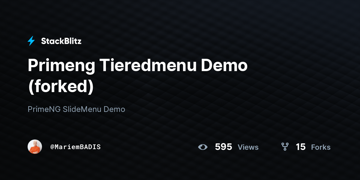 Primeng Tieredmenu Demo (forked) - StackBlitz
