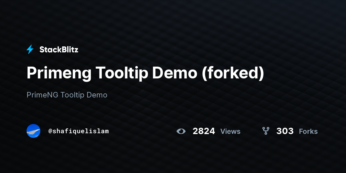 Primeng Tooltip Demo (forked) - StackBlitz