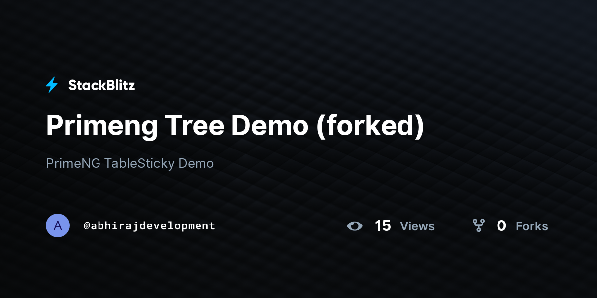 Primeng Tree Demo (forked) - StackBlitz