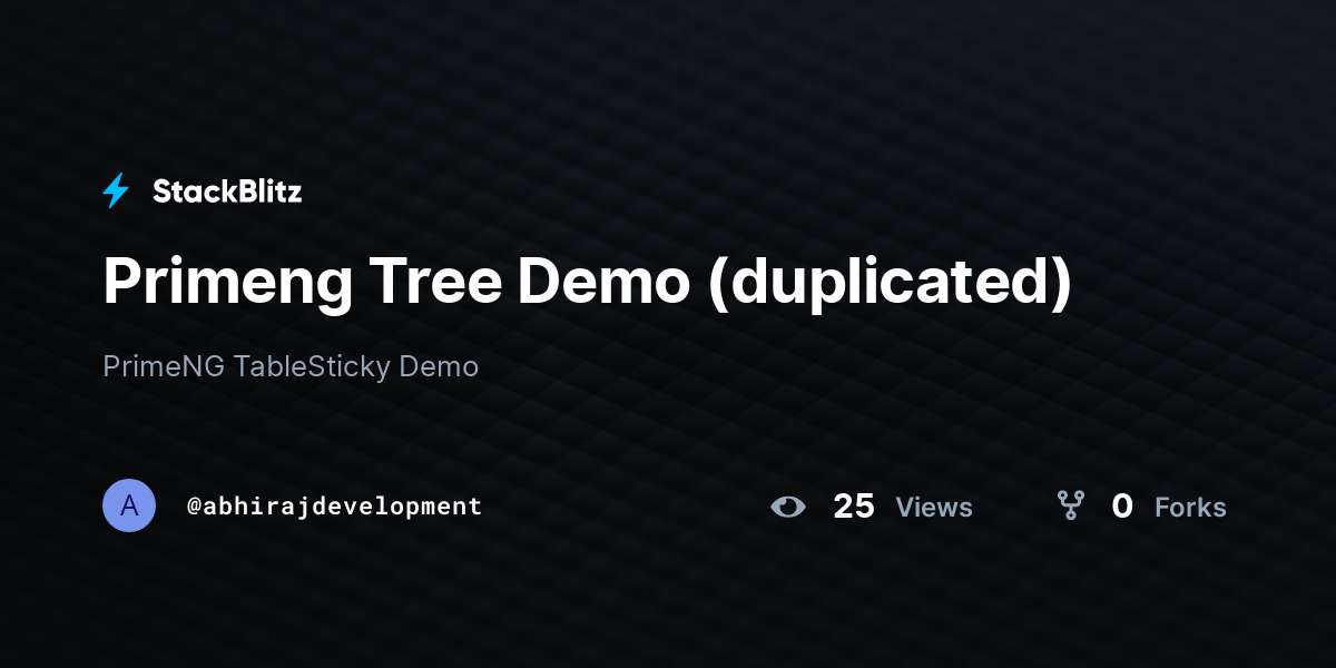 Primeng Tree Demo (forked) - StackBlitz