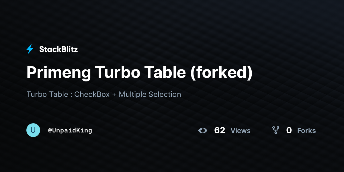 Primeng Turbo Table (forked) - StackBlitz