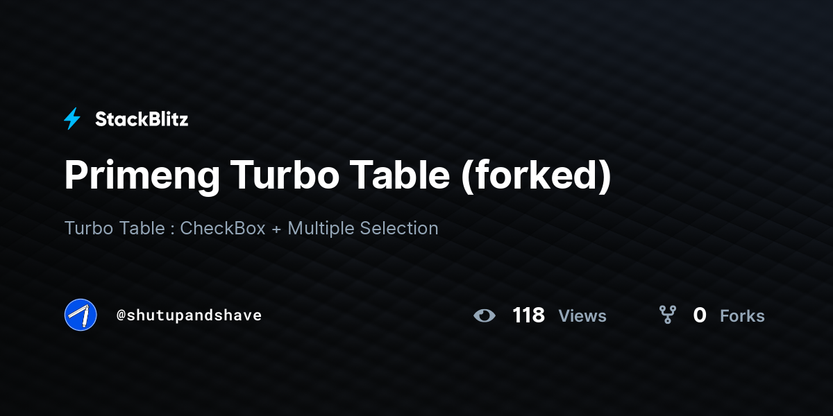 Primeng Turbo Table (forked) - StackBlitz
