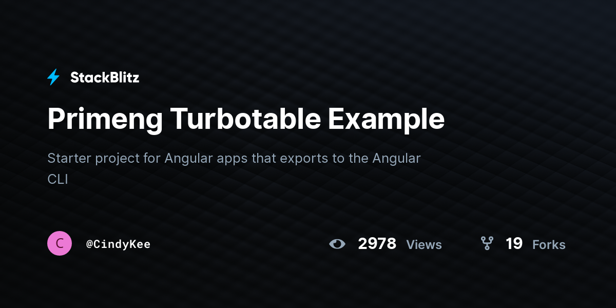 Primeng Turbotable Example - StackBlitz