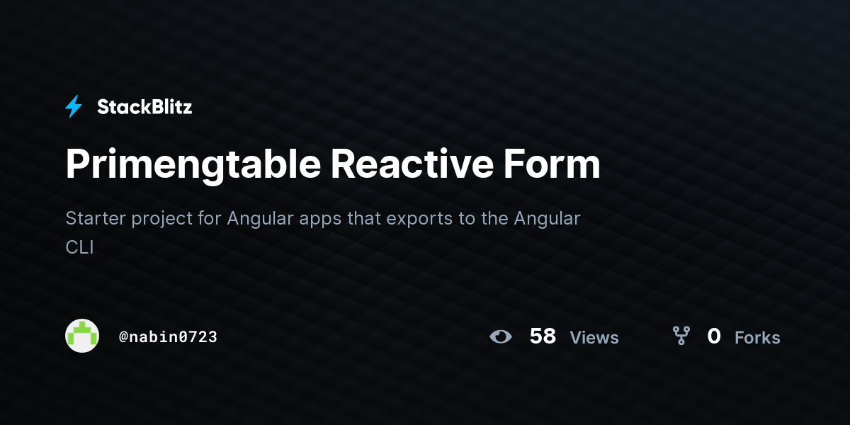Primengtable Reactive Form - StackBlitz