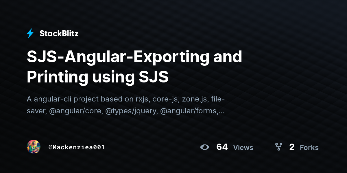 SJS-Angular-Exporting and Printing using SJS - StackBlitz