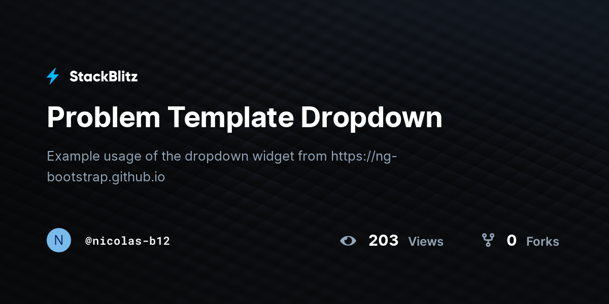 Problem Template Dropdown - StackBlitz