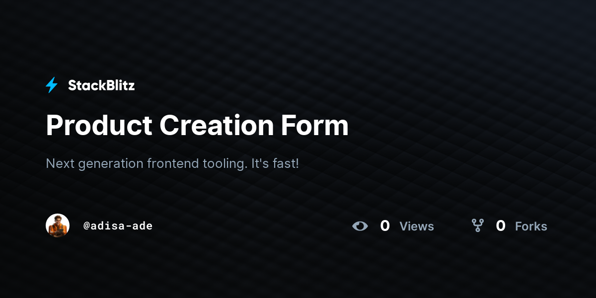 Product Creation Form - StackBlitz