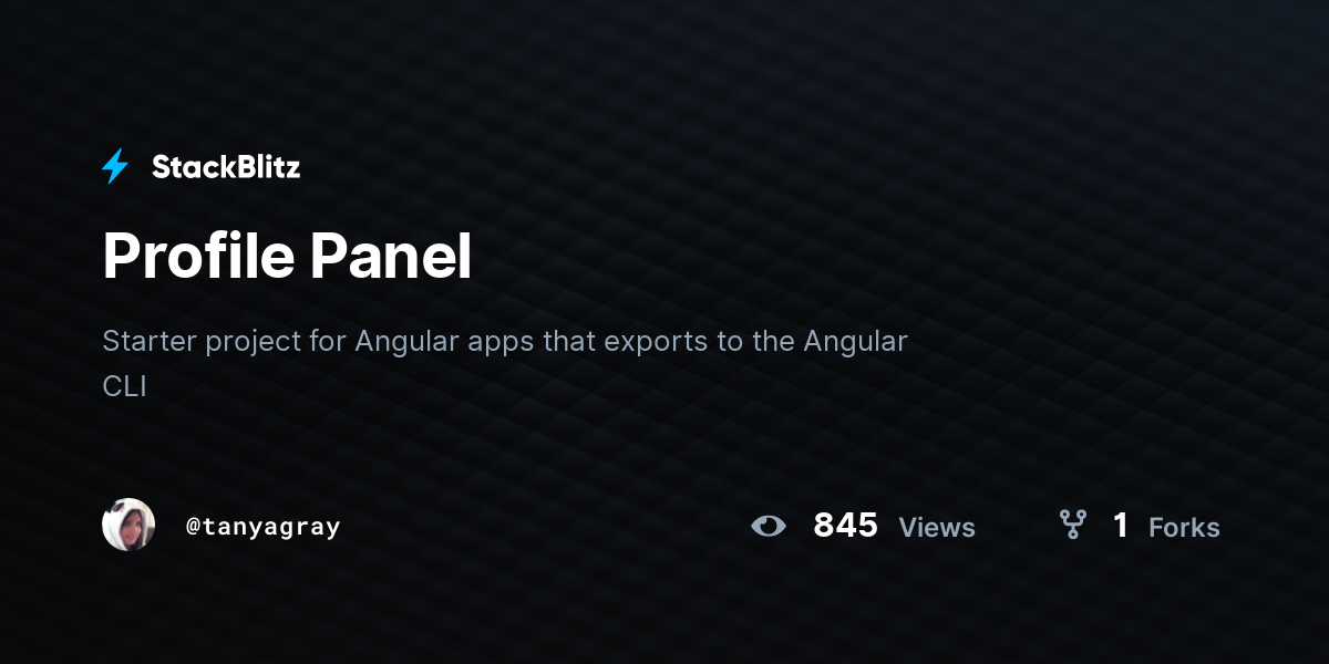 Profile Panel - StackBlitz