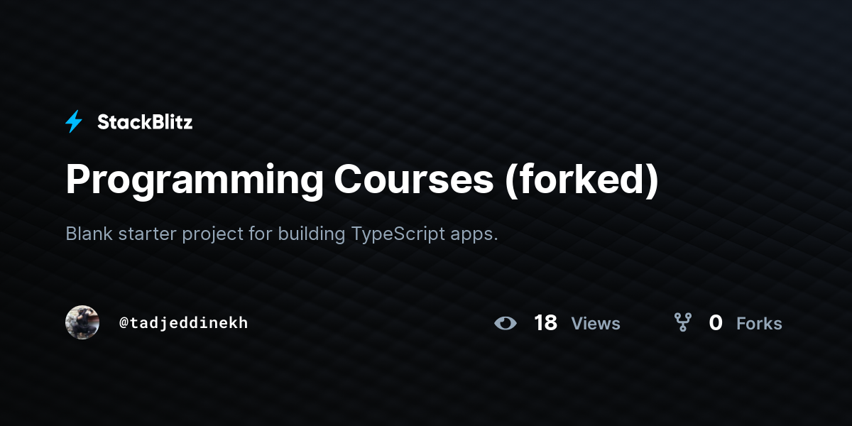 Programming Courses Forked Stackblitz