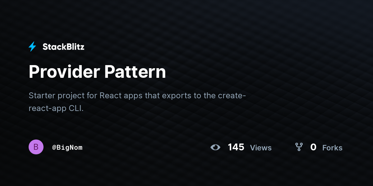 Provider Pattern - StackBlitz