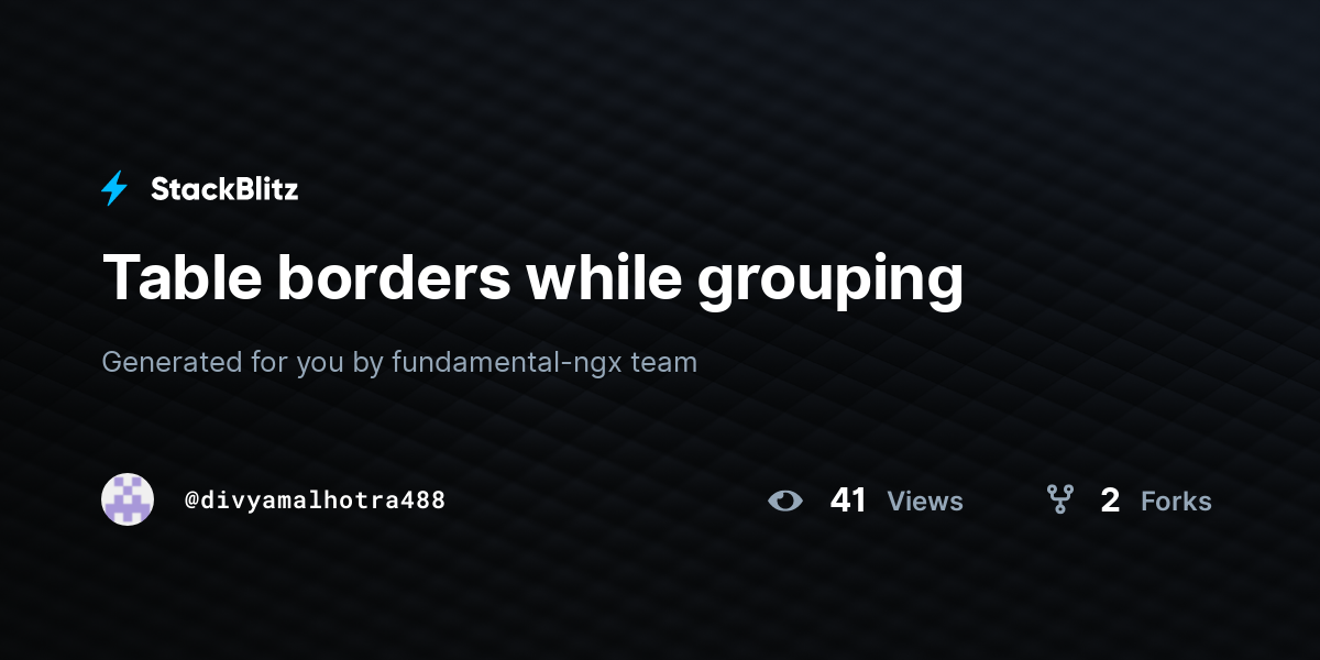 Table borders while grouping - StackBlitz