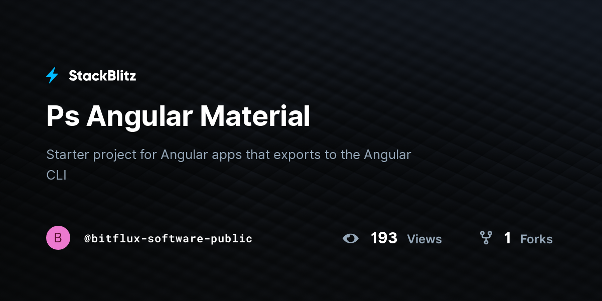Ps Angular Material - StackBlitz