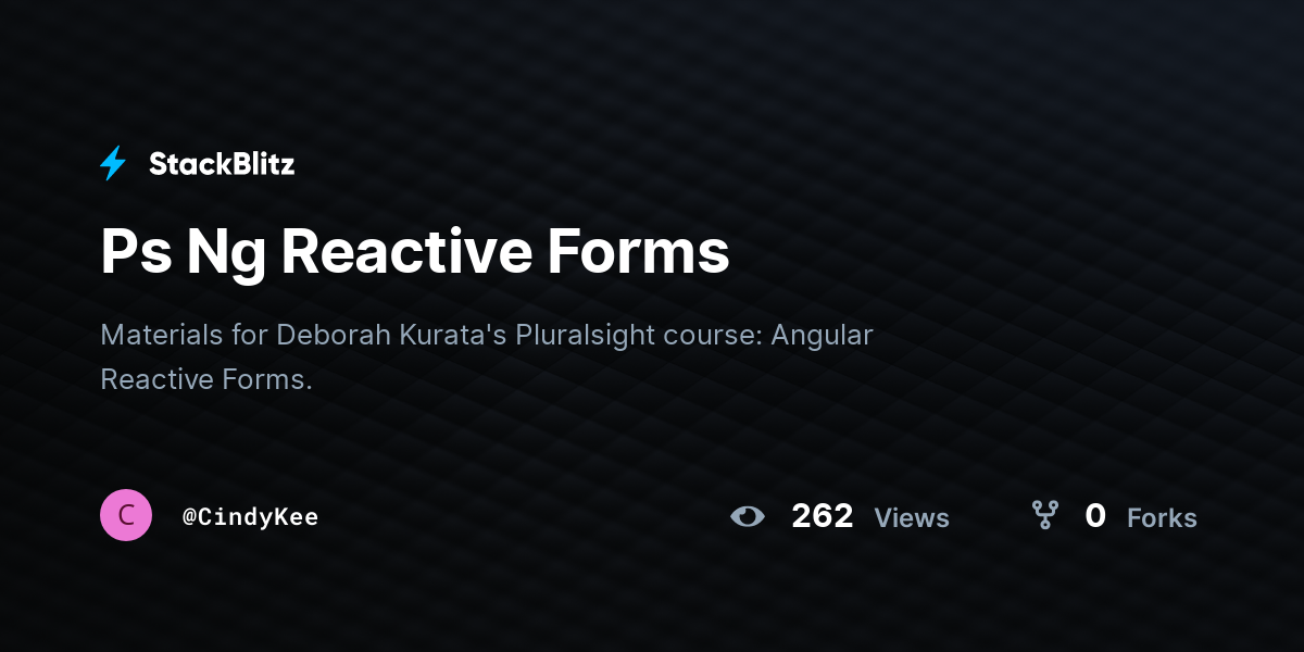 Ps Ng Reactive Forms - StackBlitz