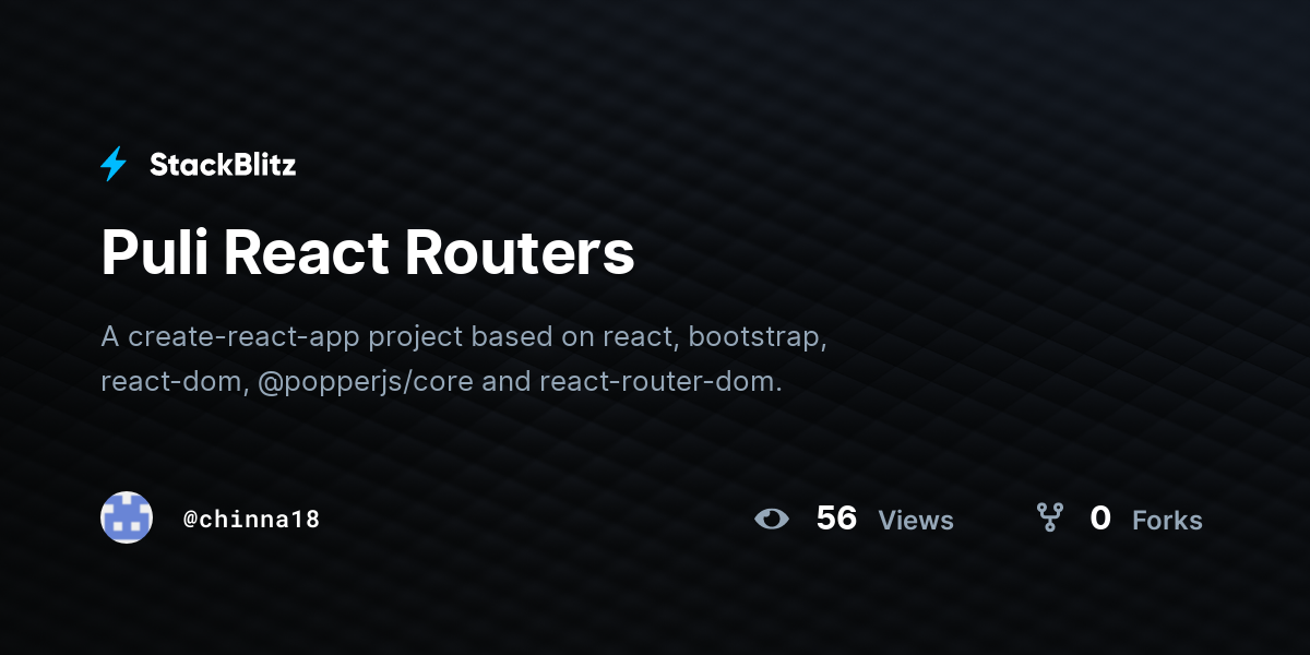 Puli React Routers - StackBlitz