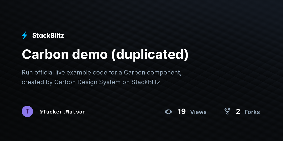 Carbon demo (duplicated) - StackBlitz
